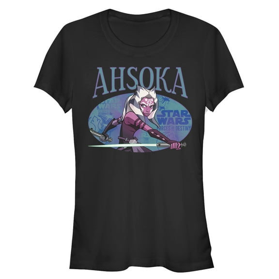Junior's Star Wars Forces of Destiny Ahsoka Lightsaber  Graphic Tee Black Small