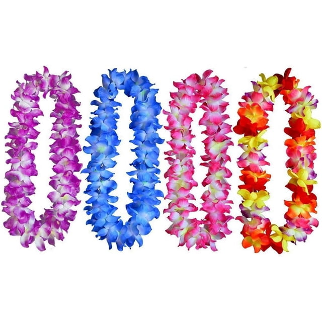 Decoraciones de boda con collares de flores, collar de seda duradero para fiesta en la piscina Luau, conjunto multicolor vibrante