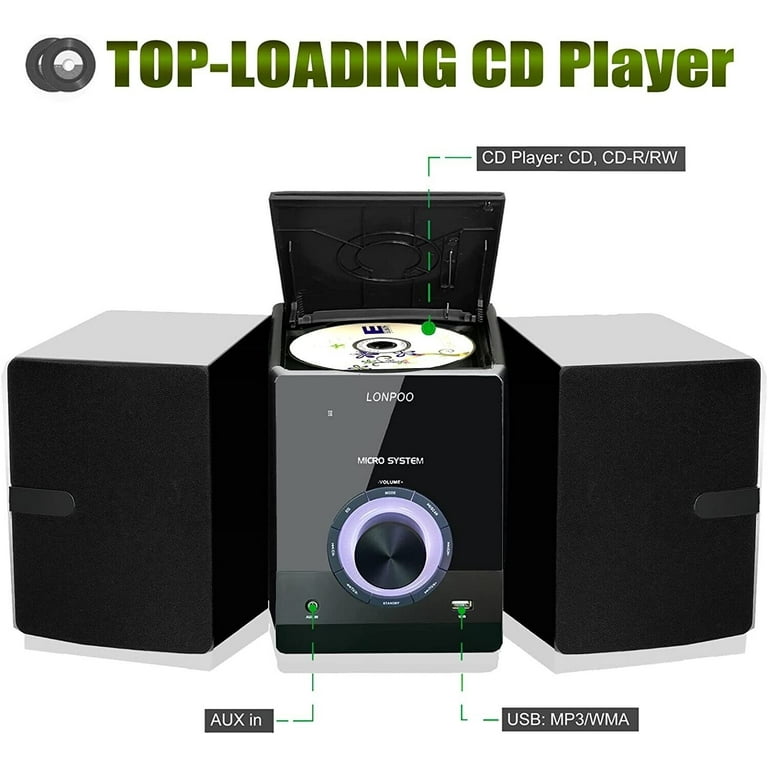 LONPPO LP886 Bluetooth Shelf Music System with CD Player