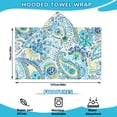 thumbnail image 2 of Blue Paisley and Floral Pattern Hooded Bath Towel，50"x30" for Ages 3 To 12 Kids, Quick Dry Lightweight Soft Microfiber Hood Beach Towel Cover Up for Kids, 2 of 7