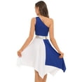 thumbnail image 4 of MSemis Women's One Shoulder Color Block Lyrical Worship Praise Dance Dress Royal_Blue S, 4 of 7