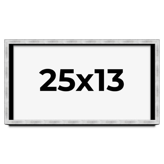 25x13 Frame Brushed Silver Solid Wood Picture Frame | 0.75 Inch Moulding Width | Rabbet Depth 0.75