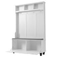 thumbnail image 6 of Gzxs Hall Tree with Bench and Storage, 4-in-1 Entryway Bench with Coat Rack, 4 Hanger Hooks, and 2-Tier Top Storage Shelf, for Entryway, Hallway, White, 6 of 8