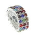 thumbnail image 1 of Joyería nupcial Salvador de imitación de cristal de 2 filas tono plateado elástico anillo del dedo del pie, 1 of 7