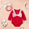 thumbnail image 2 of Sngxgn Baby Girl Romper Dress Ruffle Long Sleeve Bodysuit Onesie Tutu Dress (Red,59), 2 of 9