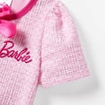 thumbnail image 6 of Barbie Girls Dresses Pink Tweed Crew Neck Bowknot Single Breasted Knit Outfits Gift Sizes 2-12, 6 of 8
