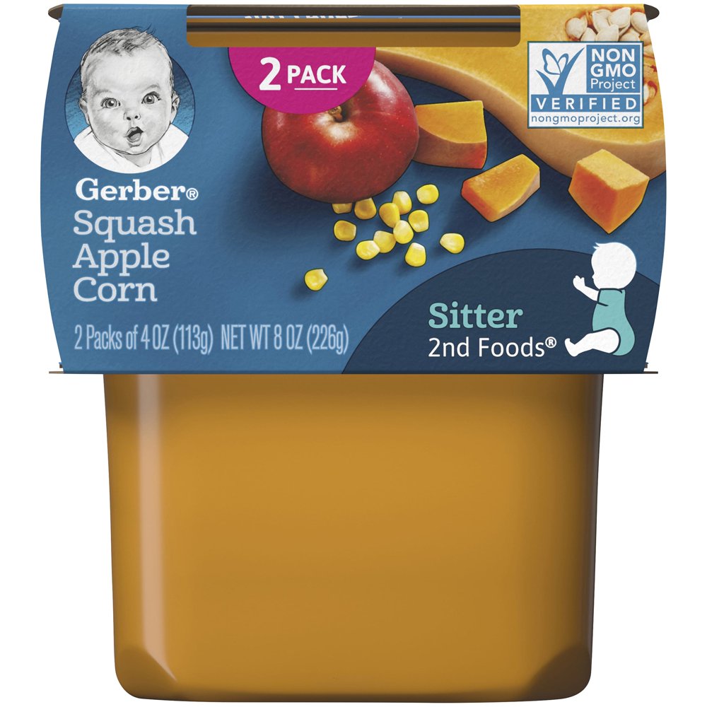 (Pack of 8) Gerber 2nd Foods Squash Apple Corn Baby Food