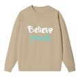 thumbnail image 4 of Sweatshirts for Women Fleece Lined Crew Neck Warm Winter Pullover Cozy Casual Soft Workout Lounge Tunic Top, 4 of 4
