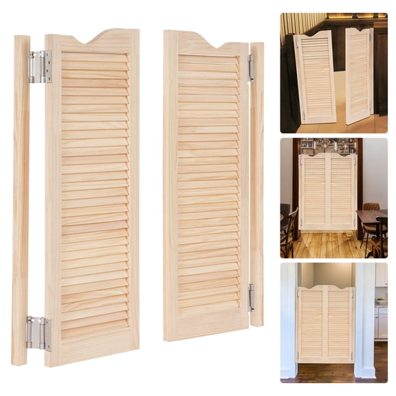 Wood Partition Doors Indoor Double Half Door Wall-Mounted Entrance Partition Doors for Corridors, Clubs