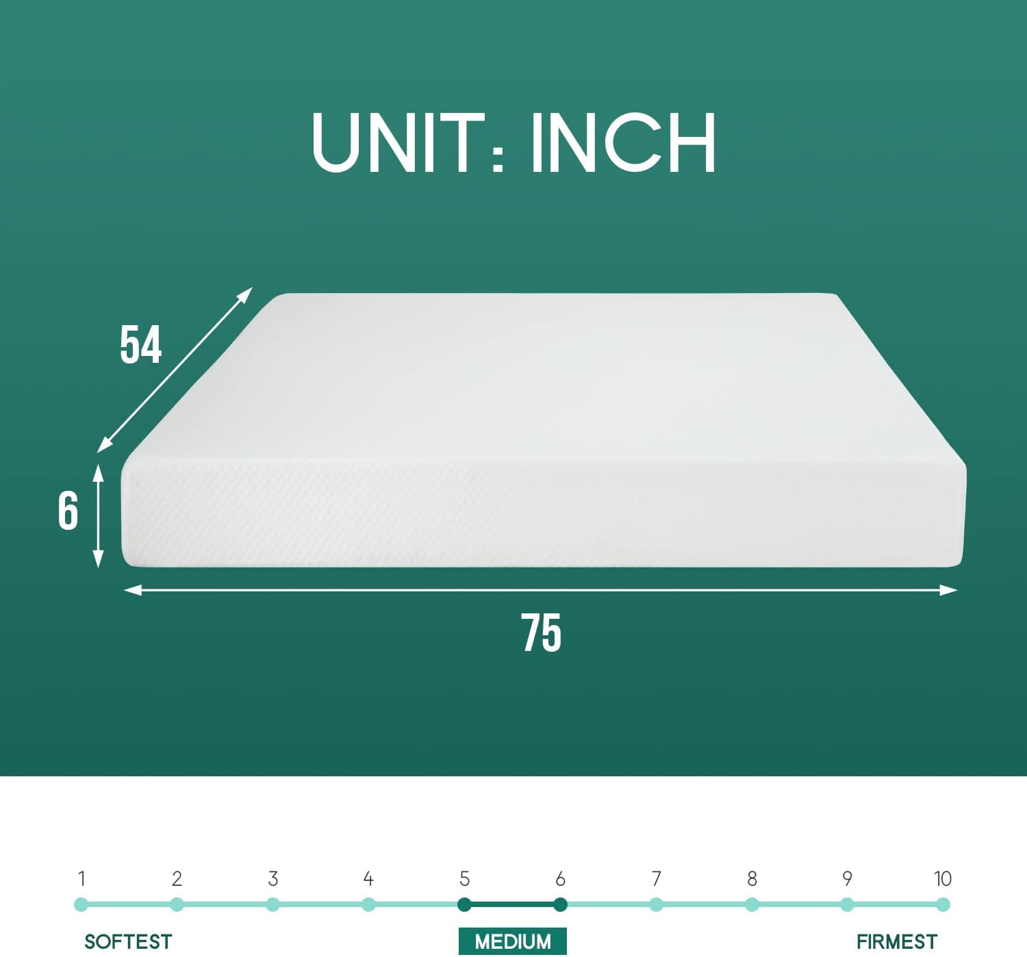 FDW Full Mattress 6 inch Gel Memory Foam Mattress for Cool Sleep & Pressure Relief, Medium Firm Mattresses,White