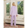 thumbnail image 2 of EK4YDNDS Womens Flannel Pajama Set, Long Button Down Lightweight Pjs Set with Pockets,(Orchid,M), 2 of 4
