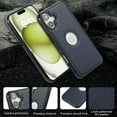 thumbnail image 7 of iPhone 16 Plus Case with Logo Hole, Premium PU Leather + TPU Slim Fit Shockproof Anti-Scratch Heavy Duty Protection Rugged Phone Case for Apple iPhone 16 Plus, Blue, 7 of 7