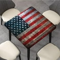thumbnail image 3 of American Flag Square Fitted Tablecloth, Flag Textured US Backdrop Table Covers, Fits 36x36 in Table, Elastic Edge Table Cloth for Outdoor Independence Day Party Banquet Dinner Use, Red Grey, 3 of 6