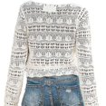 thumbnail image 3 of Women's Pullover Sweater Pullover Jumper Jumper Crochet Knit Cropped Knitted Hole Pure Color V Neck Stylish Casual Holiday Going Out Spring Summer Whi, 3 of 3