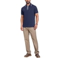 thumbnail image 2 of INSPIRE CHIC Men's Contrast Trim Short Sleeve Three-Button Closure Knitted Polo Shirts S Navy Blue, 2 of 5