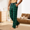 thumbnail image 4 of WIZUTIZ Men's Casual Pants Plaid Printed Elastic Waist Drawstring Pocket Sports Trousers Polyester Breathable Relaxed Fit for Home Outdoor Daily Wear, 4 of 6