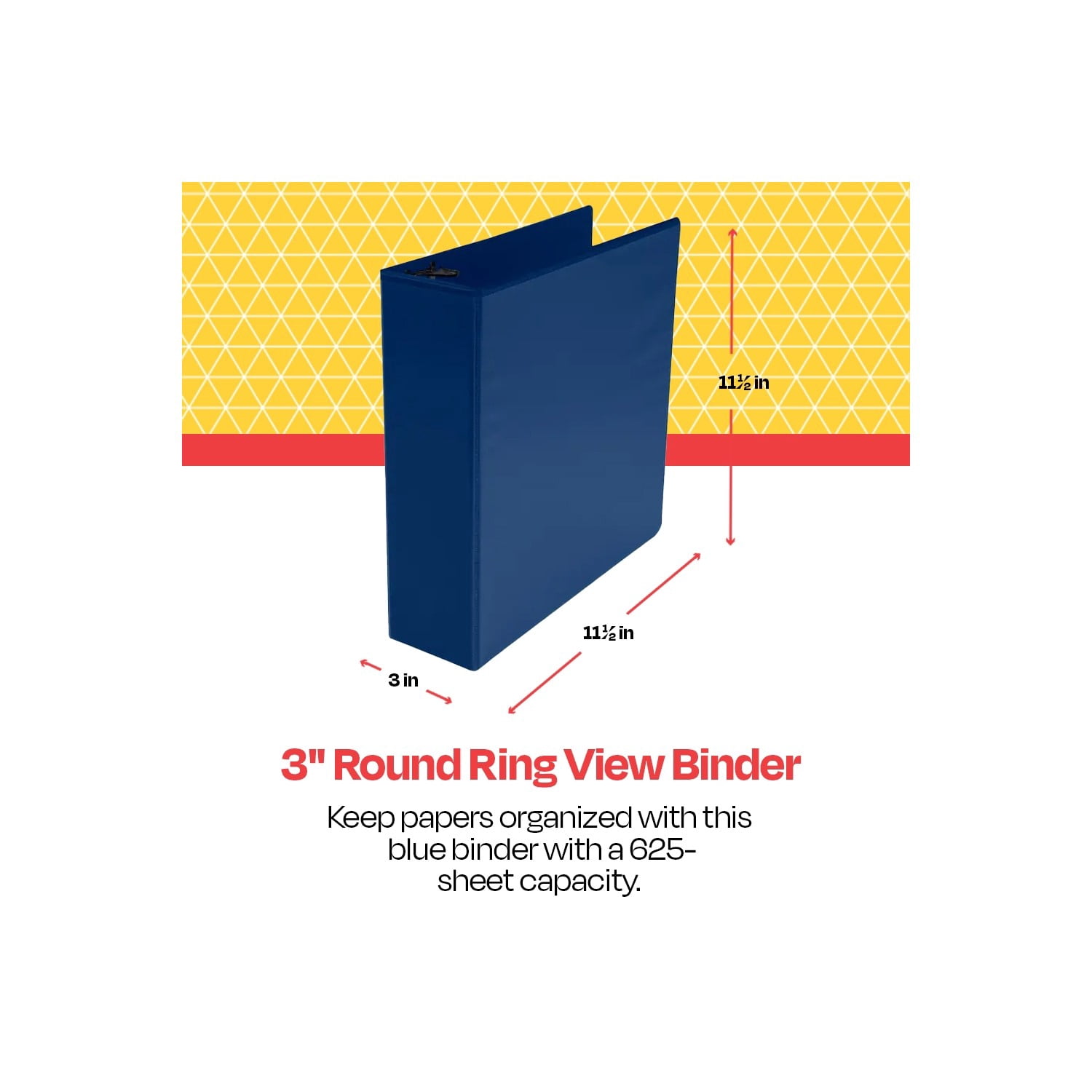 Round Ring View Binder, Polypropylene, 3 Inches, Blue