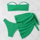 thumbnail image 4 of Traje de baño para mujer, bikini de color liso con falda de gasa de tubo dividido, traje de baño dividido de tres piezas, trajes de baño para mujer, 4 of 9