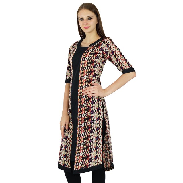 Tunique Bollywood Imprimée Kurta Ethnique Indienne Designer Robe en Coton pour Femmes
