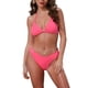 thumbnail image 1 of INSPIRAR CHIC Conjuntos de Bikini de Tejido Waffle para Mujeres de 2 Piezas con Top de Doble Atado y Parte Inferior Triangular con Cuerda de Cintura de Concha Trajes de Baño Grande Rosa Fluorescente, 1 of 5