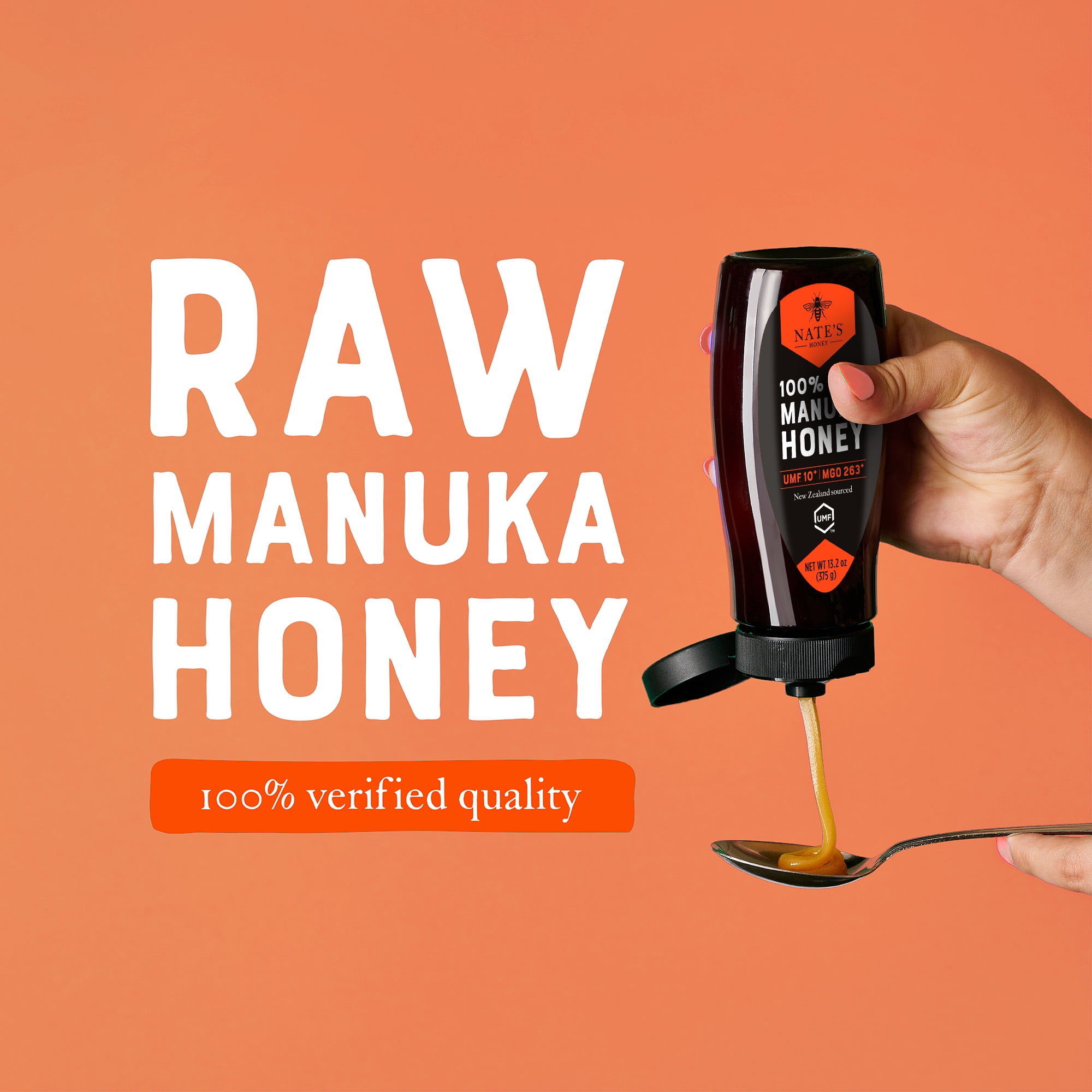 Nate's New Zealand Manuka Honey: Raw, UMF 10+, and MGO 263+ - 13.2 oz Gluten-Free Honey