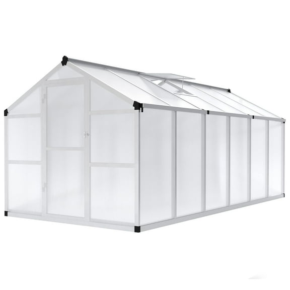 Luku 8x12 FT Polycarbonate Greenhouse, Heavy Duty Aluminum Frame, Single Door & Adjustable Vents for Outdoor Garden
