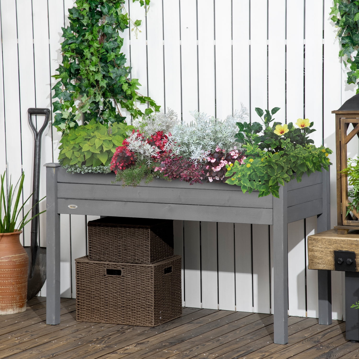 Raised Garden Bed With Legs, 48" X 22" X 30", Elevated Wooden Planter Box