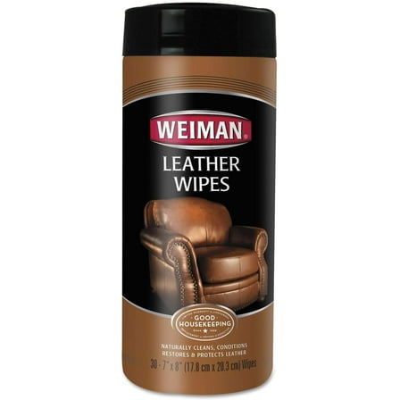 Weiman 91CT Leather Wipes, 7 x 8, 30/Canister, 4 Canisters/Carton