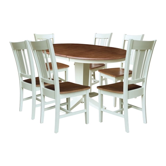 International Concepts 36" Solid Wood Round Extension Dining Table with 6 Chairs