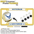 thumbnail image 2 of [Officially Licensed Product] - Veteran U.S. Air Force with Wings Symbol - Domed Custom-Made Personalized Narrow (Thin) Top 4 Hole Metal Car License Plate Frame with Free caps - Gold Frame (Qty: 1), 2 of 8