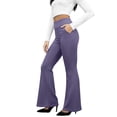 thumbnail image 2 of Women's High Waist Bootcut Yoga Pants Tummy Control Flared Workout Pants with Basic/Side Pockets Purple M, 2 of 5