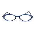 thumbnail image 2 of Womens Rhinestone Studded Oval Cat Eye Reading Glasses with Hard Case Blue +2.5, 2 of 4