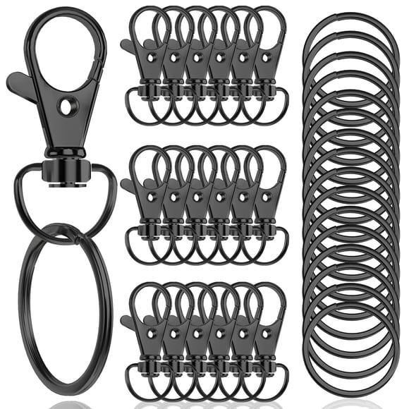 Ganchos Giratorios con Mosquetón Segauin 100PCS Negro Anillos para Llaves de 32 mm