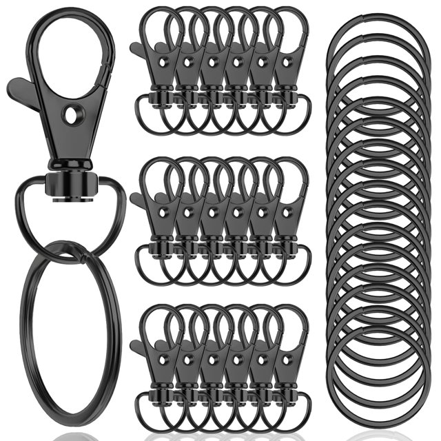 Ganchos Giratorios con Mosquetón Segauin 100PCS Negro Anillos para Llaves de 32 mm