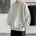 thumbnail image 2 of Wuxian Men Sweatshirts Crewneck Casual Long Sleeve Solid Color Sweatshirts No Hood Fashion Pullover Shirts Fall Basic Blouse Top Clothes,Grey,Xl, 2 of 2