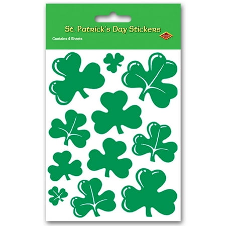 Fan Club Sticker - Club Pack of 48 Green St. Patrick's Day Shamrock Sticker Sheets 7.5