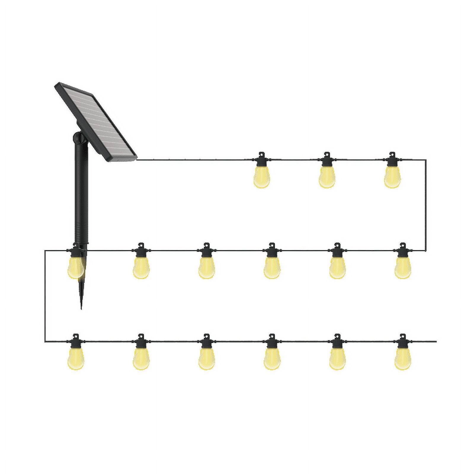 (2 pack) Better Homes Gardens Outdoor 12 in Solar 15 LED Warm White String Lights, Black/Clear