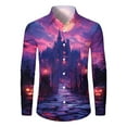 thumbnail image 6 of Domuza Men's Long Sleeve Shirts Halloween Novelty Horror Print Button Up T Shirt Casual Regular Fit Lapel Dress Shirts for Halloween Party Purple 2XL, 6 of 6