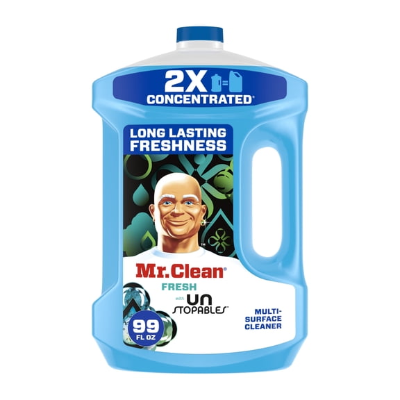 Mr. Clean 2X Concentrated Floor Cleaner, All Purpose Cleaner, Mop Soap, Unstopables Fresh, 99 fl oz