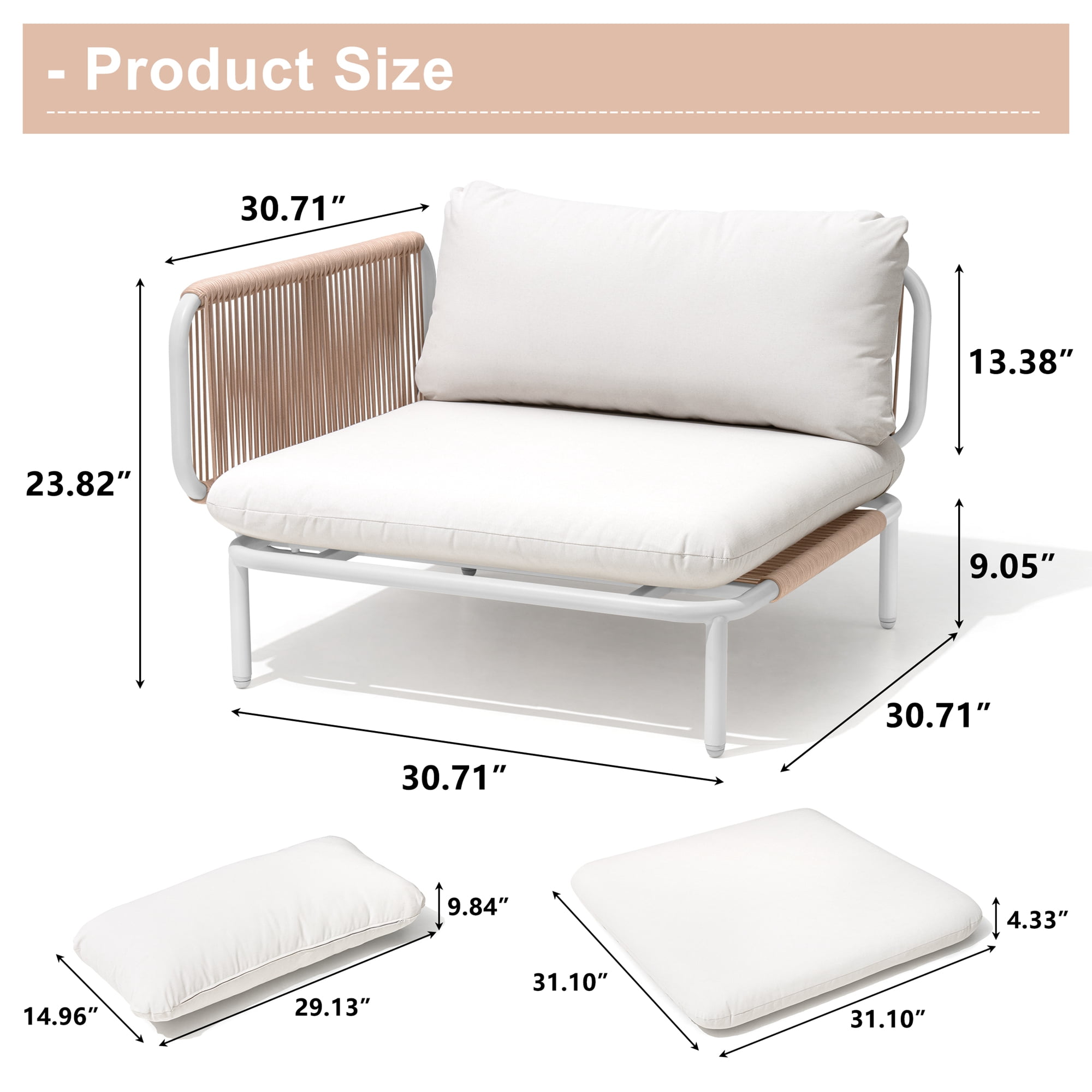 Pellebant 2 Pieces Outdoor Sofa Patio Furniture Set Conversation Set,White