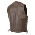 thumbnail image 4 of Milwaukee Leather ML1391RT Men's Retro Brown Leather Vest- 10 Pockets Side Lace 4-Snap V-Neck Motorcycle Rider Vest 52, 4 of 8