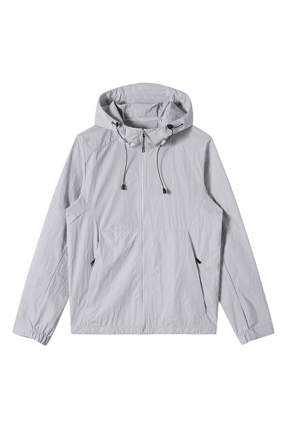 Men's UPF 50+ Sun Protection Pullover Hooded Jacket Kangaroo Pocket Outdoor Hiking Coat Gray XL