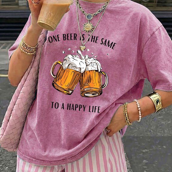 oktoberfest print womens off shoulder loose fit vintage washed distressed style summer womens short sleeve t shirt