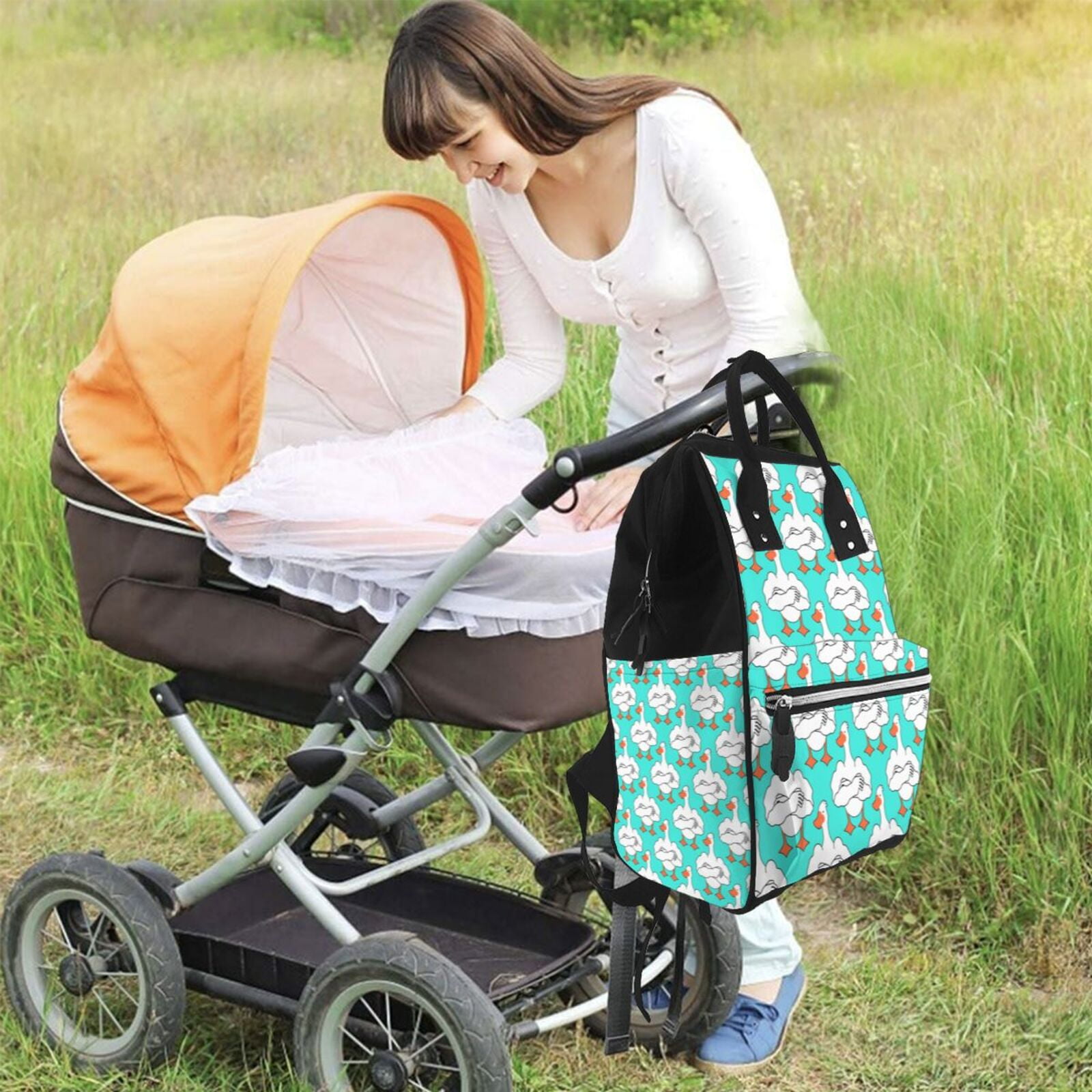 Fuzoiu Strong Goose Print Diaper Bag Backpack,Baby Essentials Travel Tote,Multi function Waterproof Diaper Bag, Travel Essentials Baby Bag - Unisex
