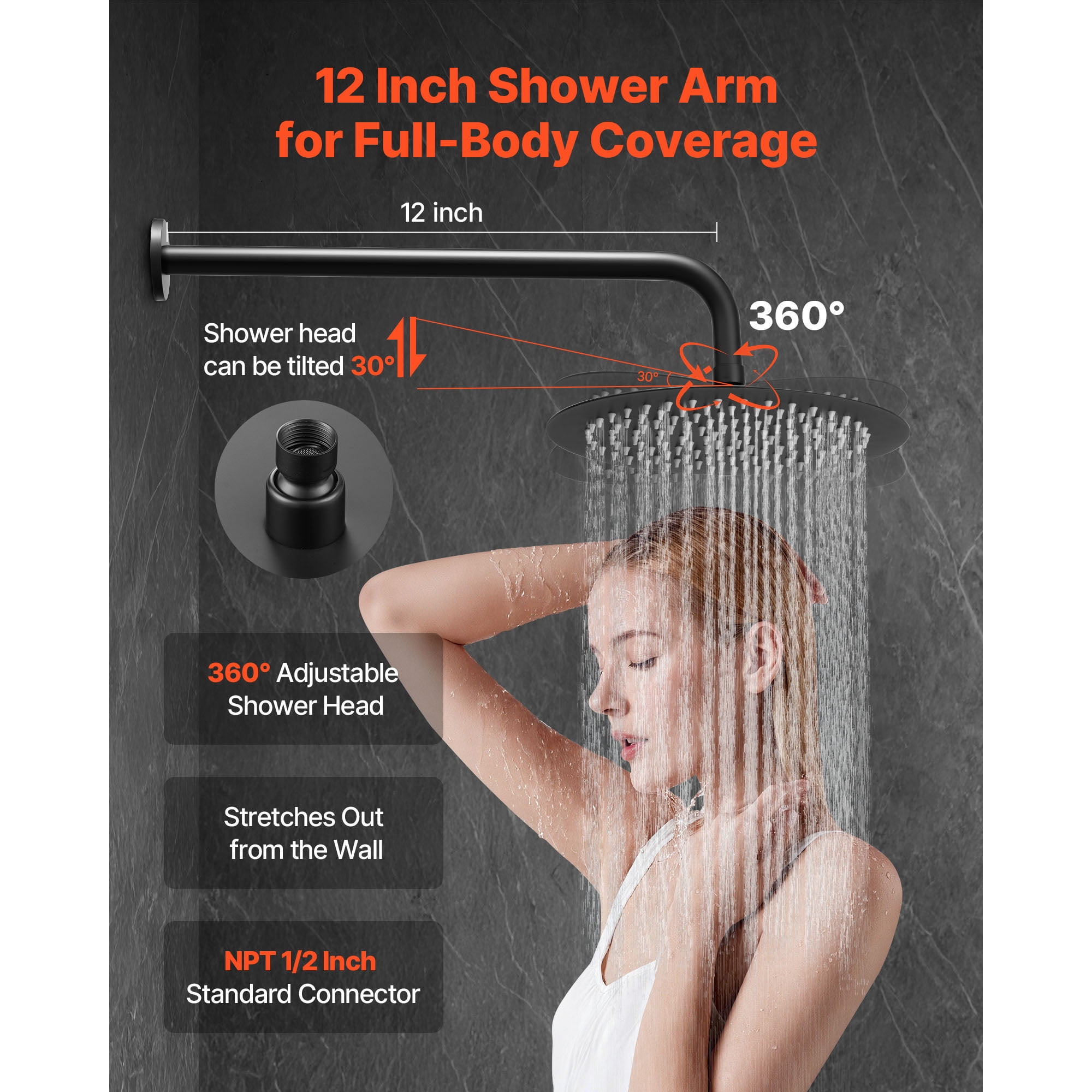 KFFKFF Shower Faucet Set, Wall-Mounted Bathroom System with 8-Inch Round Rain Shower Head and Handheld Spray, Includes Brass Valve and Trim Kit, Matte Black Finish