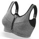 thumbnail image 3 of Sujetador deportivo transpirable con tirantes anchos y cremallera frontal, sujetador deportivo profesional de alta resistencia para correr, yoga, talla L, gris, 3 of 12