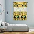 thumbnail image 6 of Yellow Sunflower Kitchen Curtains Valances and Tiers Set of 3 Welcome Gnome Green Bow Pastoral Plaid Tier Curtains and Valance with Rod Pocket for Small Windows, 27.5"x24", 6 of 9