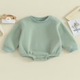 thumbnail image 2 of Combinaison pour Bébé Garçon Fille en Molleton, Chandail à Col Rond, Combinaison, Uni, Manches Longues, Chandail Bouffant, Cache-Couche, Tenue d'Automne Hiver, 2 of 9