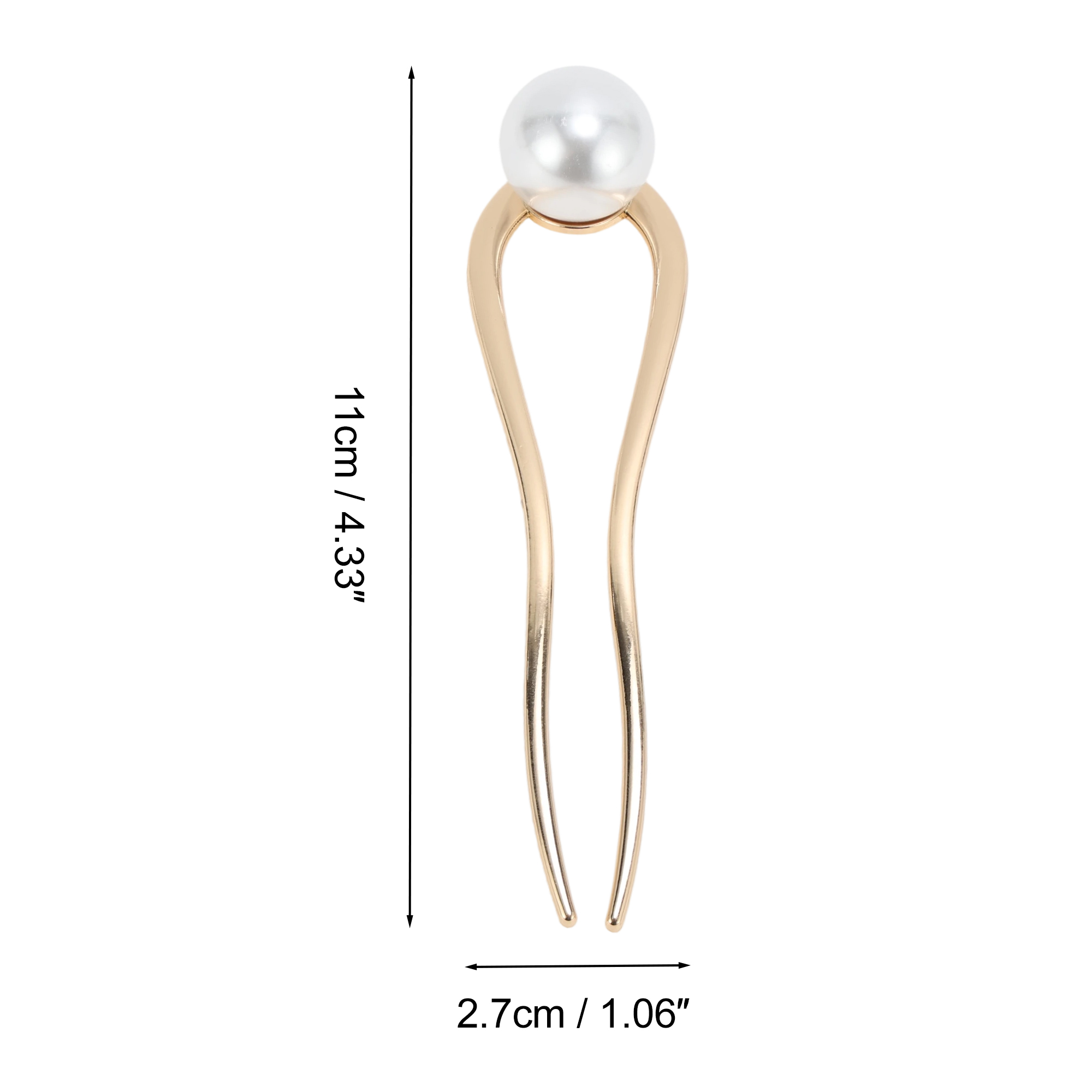 Unique Bargains U-shaped Faux Pearl Decorative Hairpin for Women 1 Pc Gold Tone