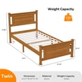 thumbnail image 2 of Zimtown Twin Bed Frame,Solid Pine Wood Platform Bed Frame, Bedroom Bed with Headboard, Brown, 2 of 8